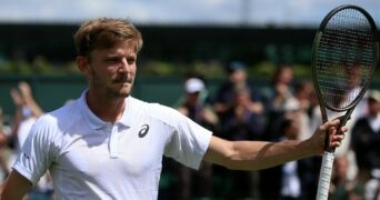 David Goffin after he won his first round match at Wimbledon 2022