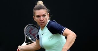 Romania's Simona Halep in action at the Birmingham Classic