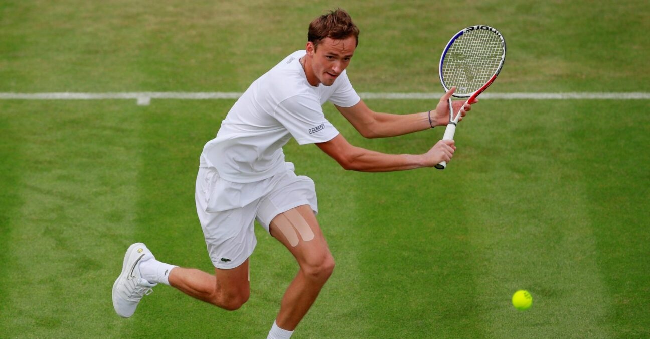Russia's Daniil Medvedev in action at Wimbledon in 2019