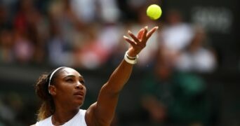 Serena Williams of the U.S. in action at Wimbledon in 2019