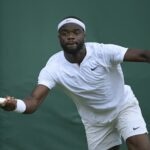 Frances Tiafoe of the U.S. in action during his first round match at Wimbledon