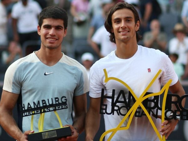 Carlos Alcaraz and Lorenzo Musetti, seen here with their Hamburg Open trophies, reach new-highs in the ATP rankings this week