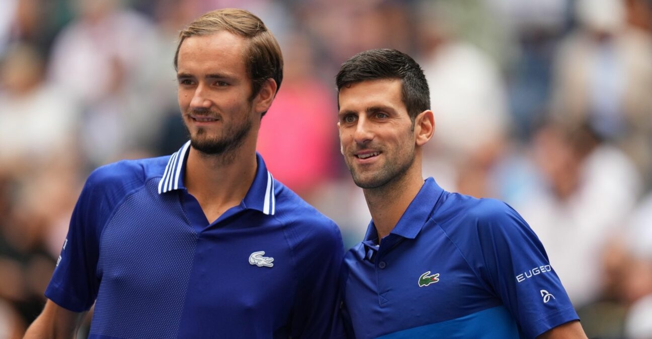 Daniil Medvedev and Novak Djokovic at the 2021 US Open