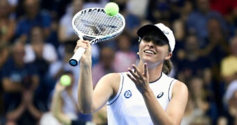 Iga Swiatek, who leads the latest WTA rankings ,during an exhibition match in support of Ukraine in Poland