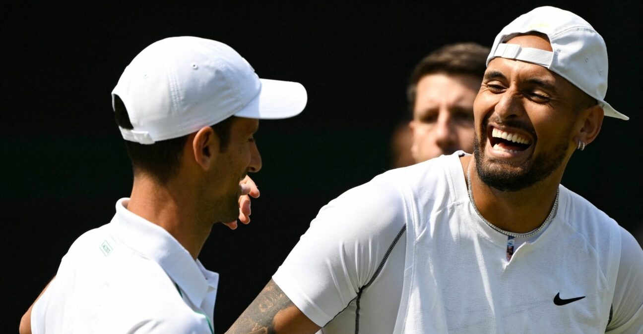 Novak Djokovic and Nick Kyrgios before the Wimbledon final in 2022