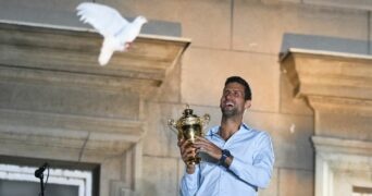 Novak Djokovic greets fans in Belgrade after winning Wimbledon 2022