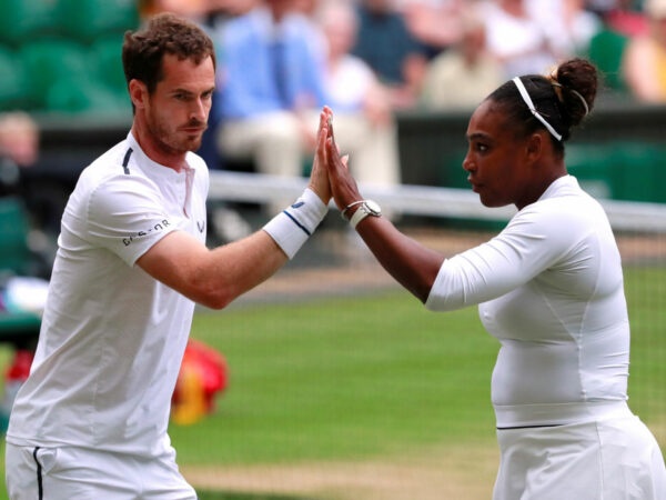 Britain's Andy Murray and Serena Williams of the U.S. at the 2019 Wimbledon Championships