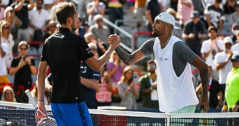 Daniil Medvedev and Nick Kyrgios at the 2022 National Bank Open in Montreal