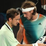 Daniil Medvedev and Stefanos Tsitsipas at the 2022 Australian Open
