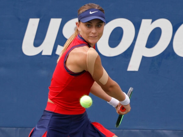 Paula Badosa, who is not happy with the US Open balls, at the 2021 U.S. Open