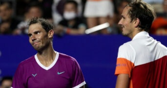 Rafael Nadal and Daniil Medvedev at the ATP Acapulco event in February 2022