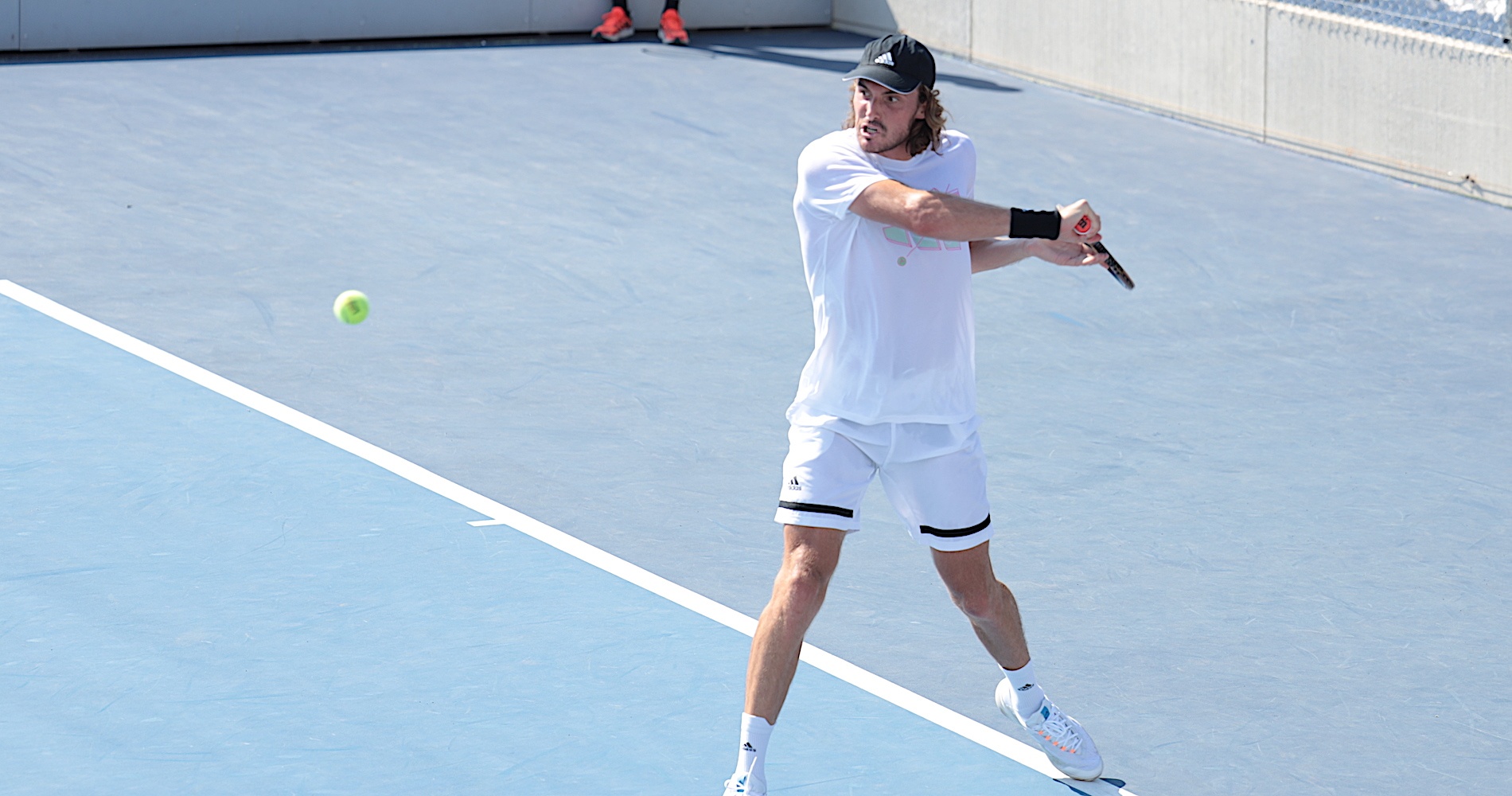 Stefanos Tsitsipas practicing, August 2, 2022