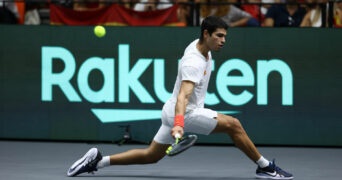 Carlos Alcaraz at the 2022 Davis Cup in Valencia, Spain