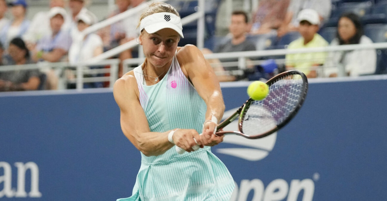 Liudmila Samsonova at the 2022 U.S. Open tennis tournament in New York