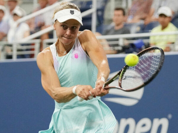 Liudmila Samsonova at the 2022 U.S. Open tennis tournament in New York