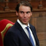 Rafael Nadal after receiving the 'Camino Real' award from Spain's King Felipe