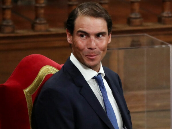 Rafael Nadal after receiving the 'Camino Real' award from Spain's King Felipe