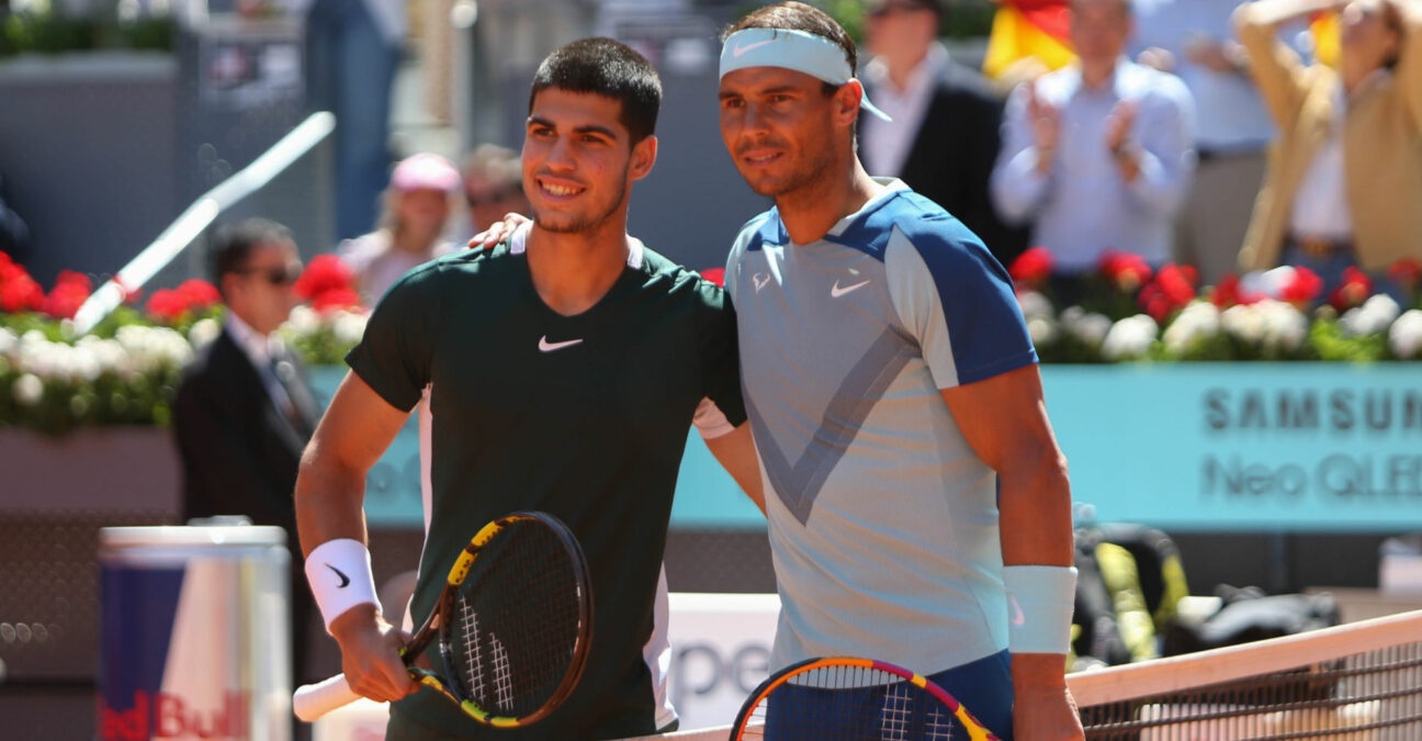 Carlos Alcaraz and Rafael Nadal at the 2022 Madrid Open