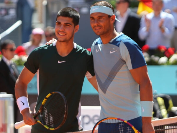 Carlos Alcaraz and Rafael Nadal at the 2022 Madrid Open