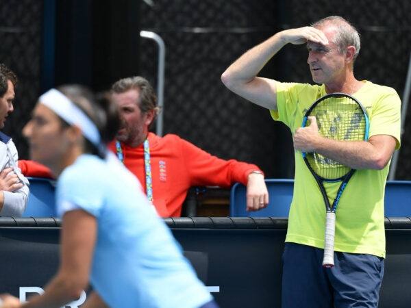 Caroline Garcia and Bertrand Perret during the 2022 Australian Open