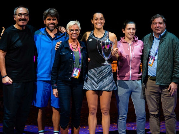 Caroline Garcia with her team at the WTA Finals