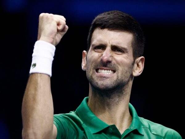 Novak Djokovic celebration ATP Finals match 1