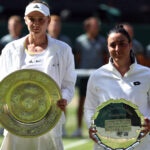 Elena Rybakina and Ons Jabeur at the 2022 Wimbledon final