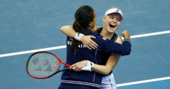 Harriet Dart and Anne Keothavong at BJK Cup 2022