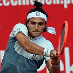 Mattia Bellucci of Italy returns a ball to Dennis Novak of Austria during their second round match at the ATP Challenger Pekao Open tennis tournament in Szczecin, Poland, 15 September 2022. || 241541_0004 tennis