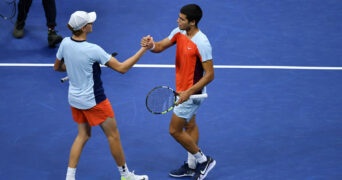 Carlos Alcaraz and Jannik Sinner at the 2022 US Open