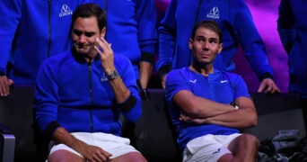 Roger Federer and Rafael Nadal at the 2022 Laver Cup in London