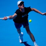 Jannik Sinner during a practice session at the 2023 Australian Open