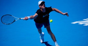 Jannik Sinner during a practice session at the 2023 Australian Open