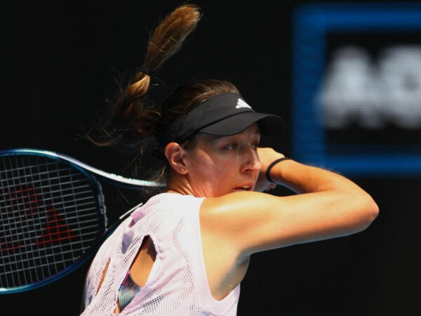 Jessica Pegula during her first round match at the 2023 Australian Open