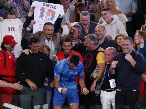 Novak Djokovic Aus Open celebration