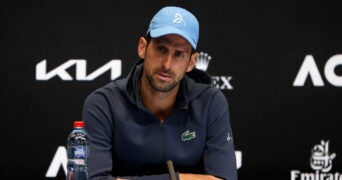 Novak Djokovic speaks to the media at the 2023 Australian Open