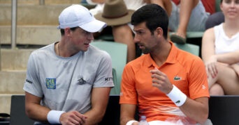 PTPA co-founders Djokovic and Pospisil play doubles at the 2023 Adelaide International