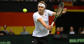 Alexnder Zverev in action during the Davis Cup 2023 Qualifiers