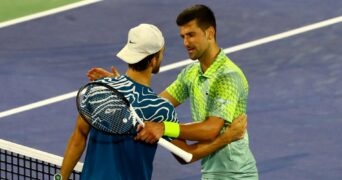 Novak Djokovic and Tomas Machac