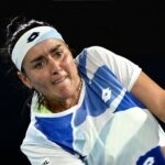 Tunisia's Ons Jabeur in action during her second round match at the 2023 Australian Open