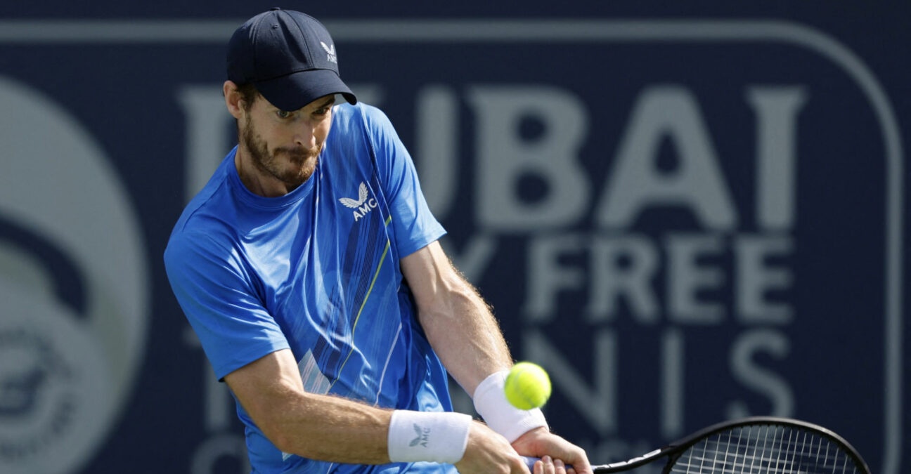 Britain's Andy Murray in action during his second round match at the 2022 Dubai Tennis Championships