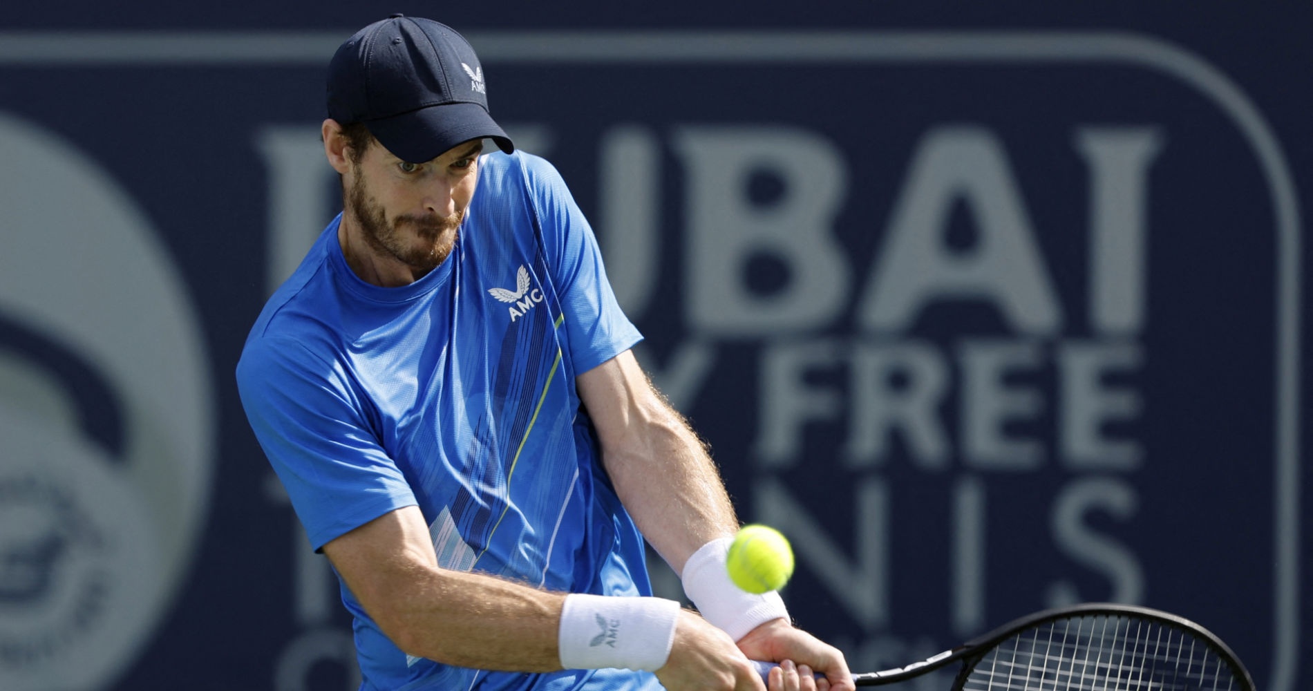 Britain's Andy Murray in action during his second round match at the 2022 Dubai Tennis Championships