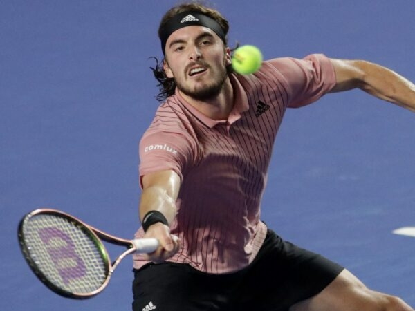 Greece's Stefanos Tsitsipas in action during the Abierto Mexicano tournament in Acapulco in February 2022