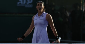 Caroline Garcia in action at the 2023 BNP Paribas Open at Indian Wells