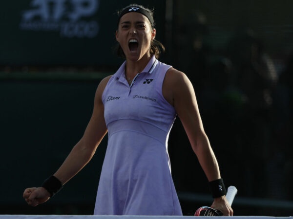 Caroline Garcia in action at the 2023 BNP Paribas Open at Indian Wells