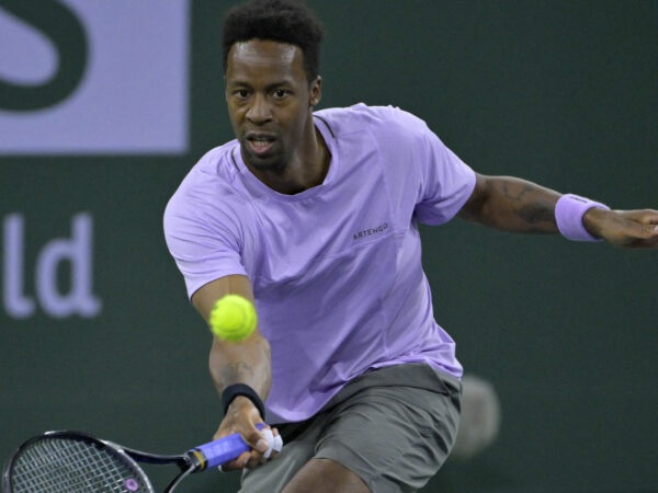 Gael Monfils (FRA) at the 2023 BNP Paribas Open at the Indian Well Tennis Garden.