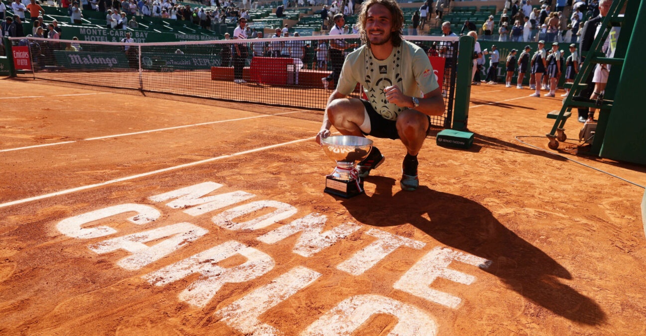 Stefanos Tsitsipas with the 2022 Monte-Carlo Masters trophy