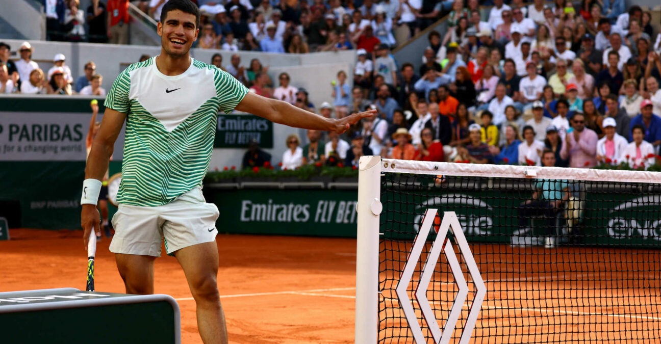 Carlos Alcaraz after winning his first round match at the 2023 French Open