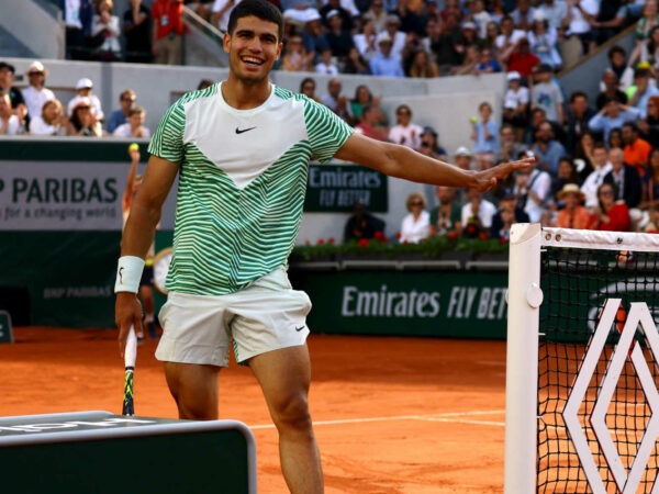 Carlos Alcaraz after winning his first round match at the 2023 French Open