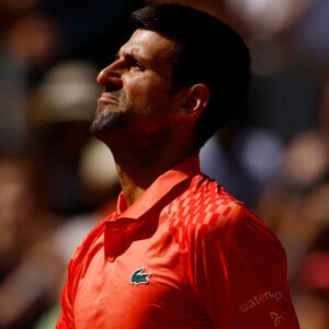 Novak Djokovic during his first round match at 2023 Roland-Garros